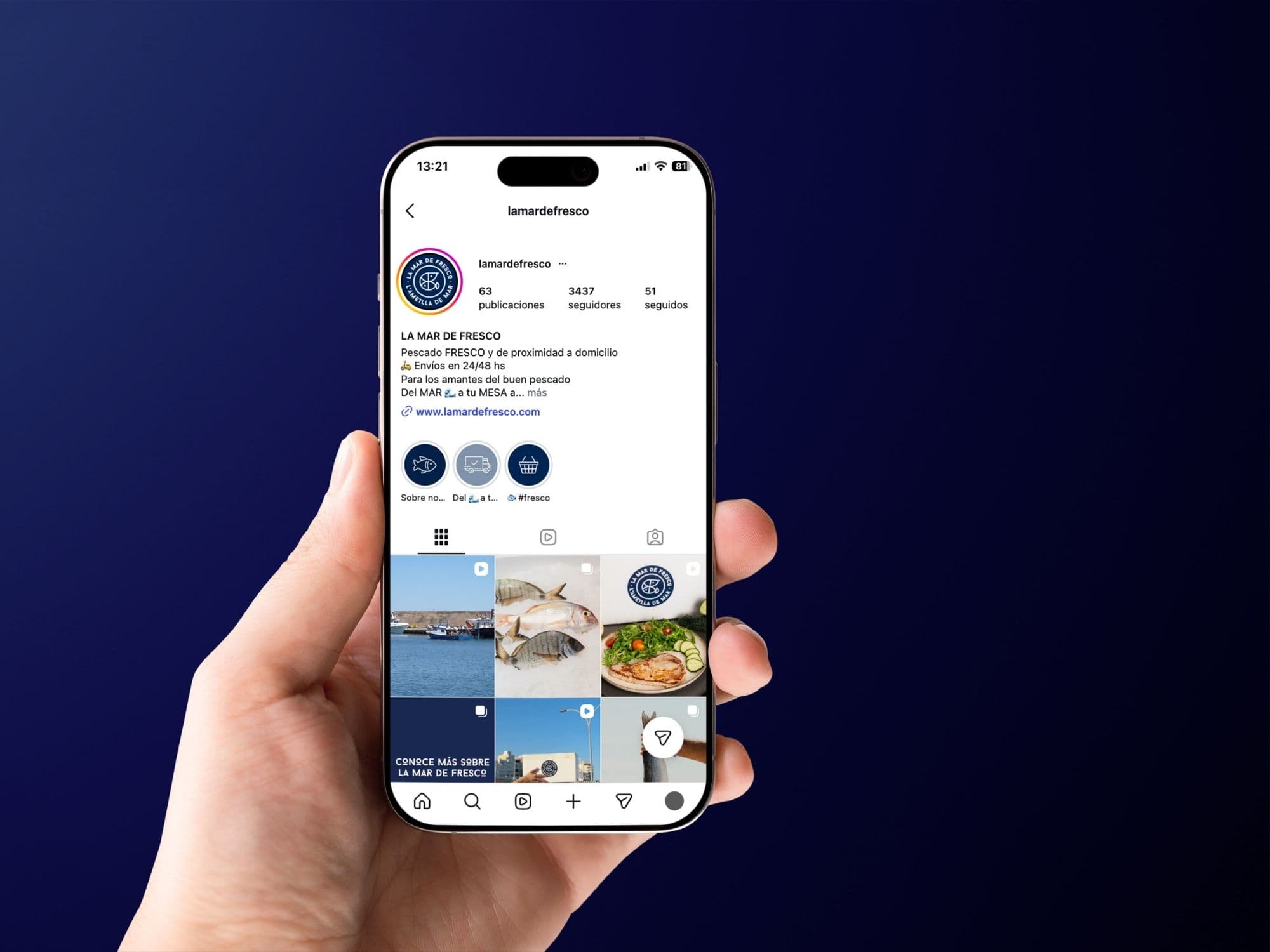 Perfil de Instagram de La Mar de Fresco visto en un móvil